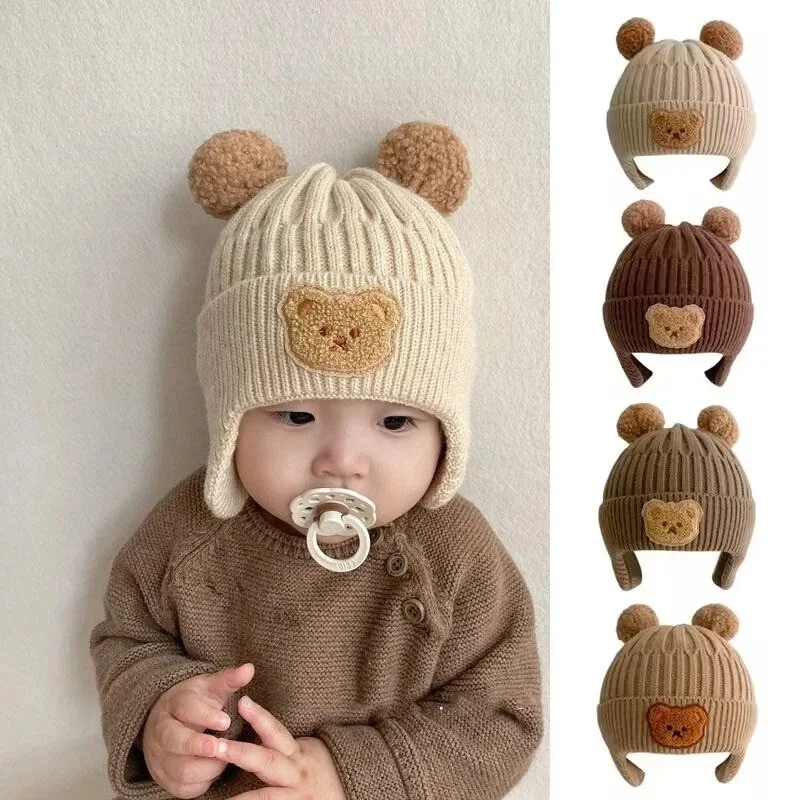 Baby Kids Bear Winter Hat Warm Knitted Cap Boys Girls Small Child Hats