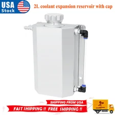 Universal 2L Aluminum Coolant Radiator Overflow Reservoir Expansion Tank Silver