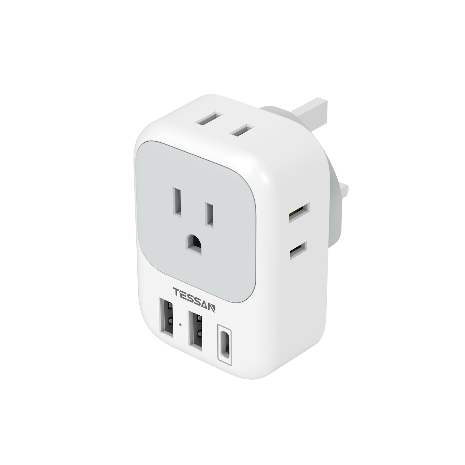 US to UK Plug Adapter, TESSAN Type G Travel Converter with 3 USB Charger(1 US...