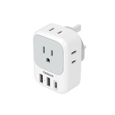 US to UK Plug Adapter, TESSAN Type G Travel Converter with 3 USB Charger 1 US...