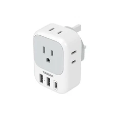 US to UK Plug Adapter, TESSAN Type G Travel Converter with 3 USB Charger(1 US...