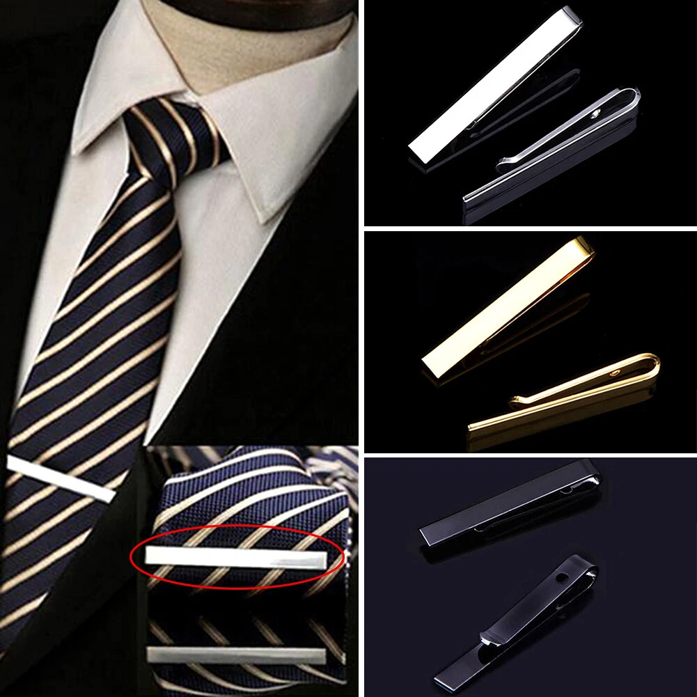 THUNARAZ 8 Pcs Tie Clips for Men Tie Bar Clip for Regular Ties Necktie Mens  Tie Tacks Clutch with Chain Wedding Business Tie Pin Clips with Gift Box