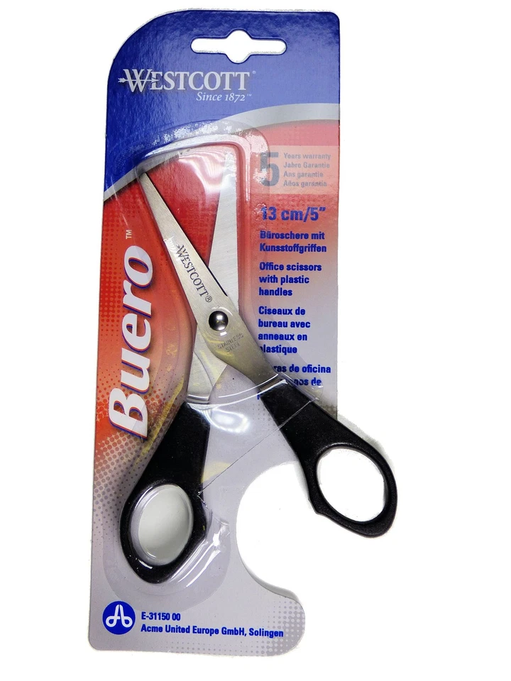 ACME UNITED EUROPE GMBH SOLINGEN Westcott® Büroschere Schere Büro rostfrei gerade schwarzer Kunststoffgriff 13 cm
