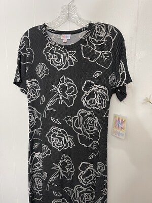 Lularoe XS Black & White Maxi Dress Floral NWT MARIA 