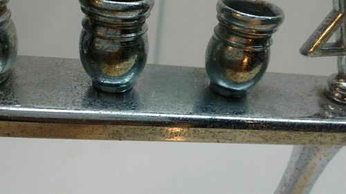 Chrome 9 Branch Mini Candle Holder Pillar Pedestal Votive David Star 9" Menorah - Picture 4 of 5