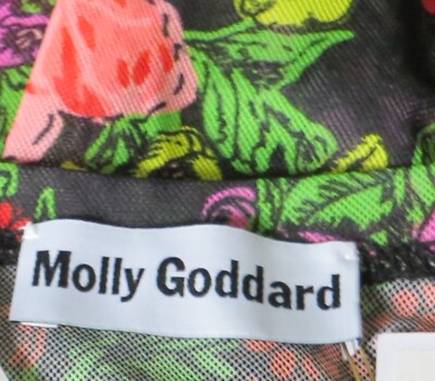 Molly Goddard NEW Floral Print Black Mesh Midi Dress UK 8