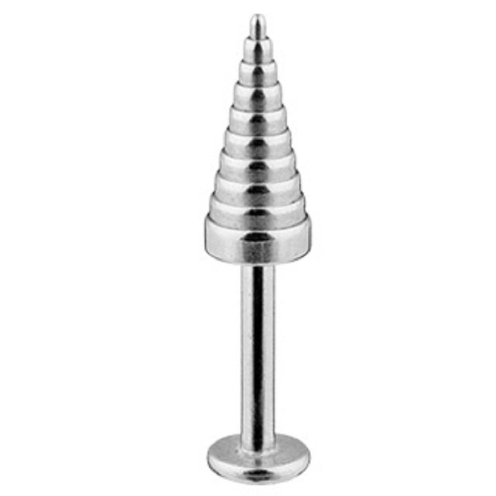 (1pc) 14g Straight Flat Back Barbell w/12mm Large Screw Cone Spike ...