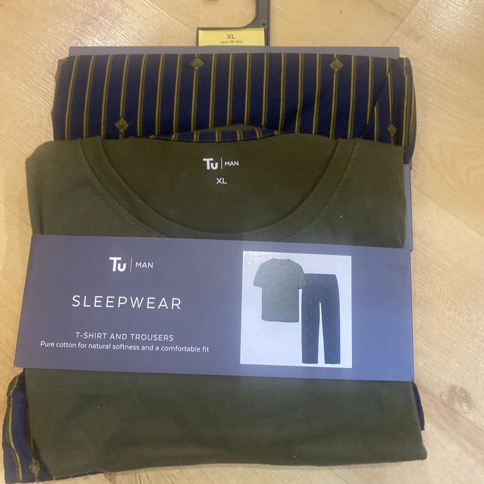 Men’s Short Sleeve T Shirt and Trouser Pyjama XL Sleepwear Khaki 💯 Cotton - Image 3 of 4