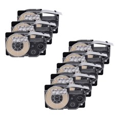 8PK Black on Clear Tape Cartridge XR-18X for Casio KL-120 EZ Label Printer