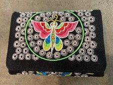 Embroidered Butterfly and Floral Wallet