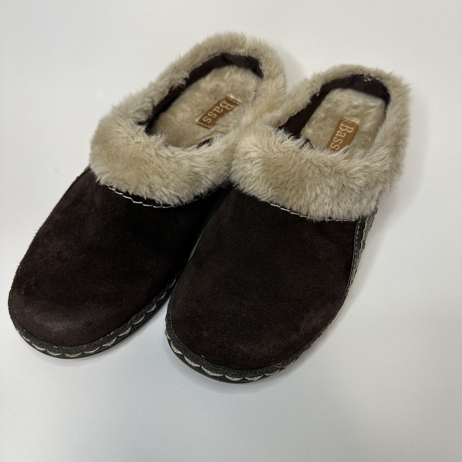 SAOLA Bass pantofola da donna in pelle stile zoccolo taglia 6 M marrone suola in gomma confortevole