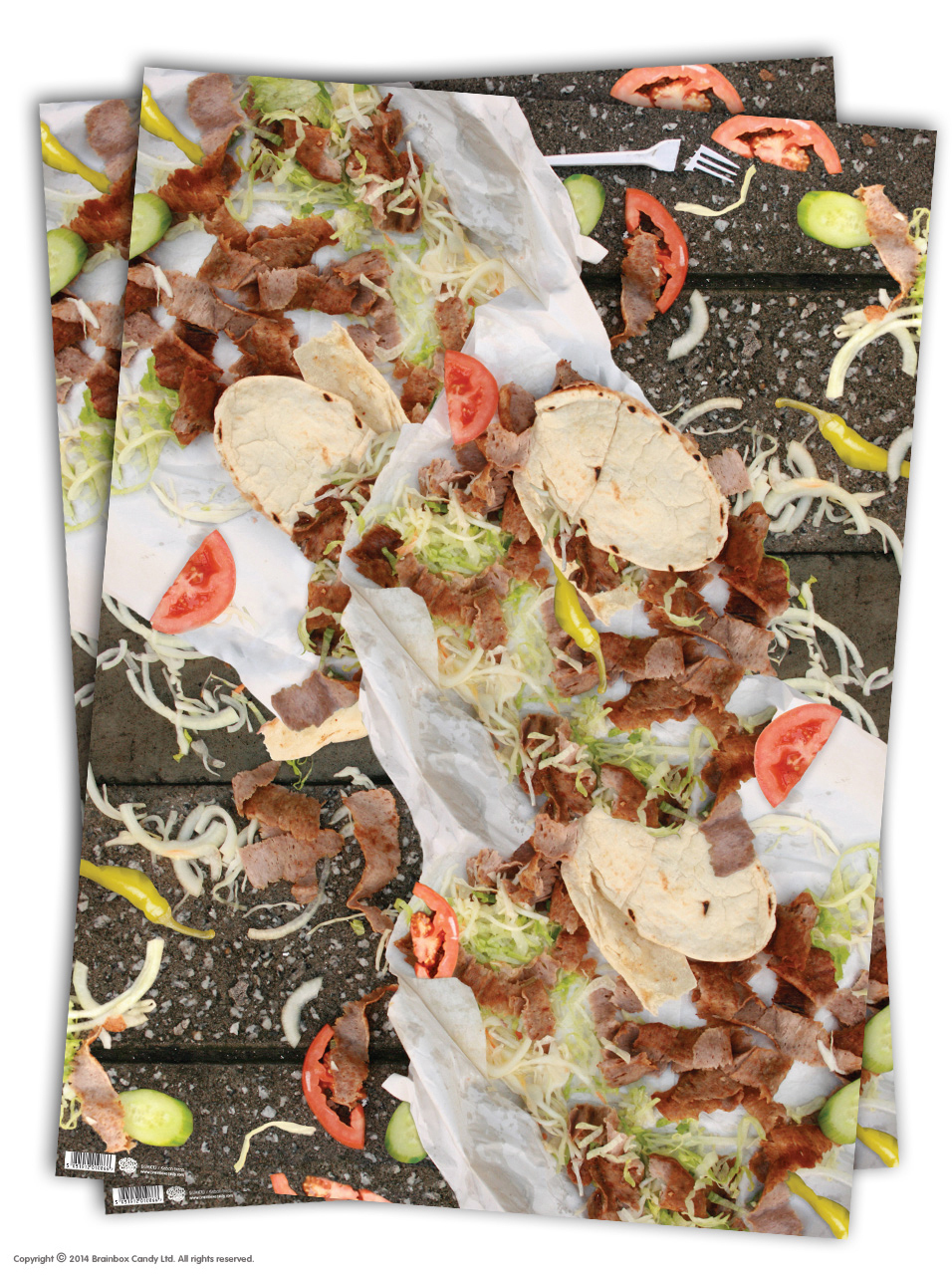Brainbox Candy funny Kebab wrapping paper gift wrap 2 sheets birthday humour