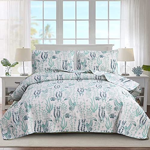 Coastal Ocean Quilt\u200bSummer Quilt Bed 