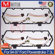 For 94-97 Ford Powerstroke 7.3L Valve Cover Gaskets w/Injector&Glow Plug Harness