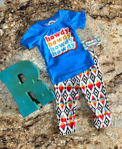 Boys Western Clothing Cowboy Kids cowboy Jogger Pants HOWDY t-shirt - Picture 2 of 9