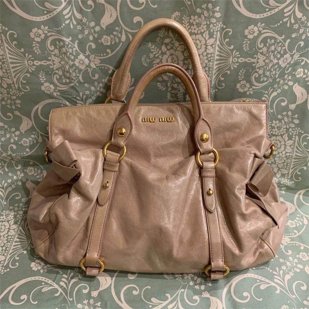 Miu Miu Pink Leather Bow Top Handle Bag Miu Miu