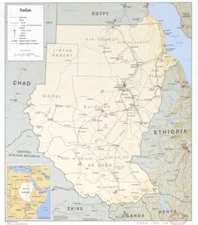22" x 24" 1986 Map of Sudan