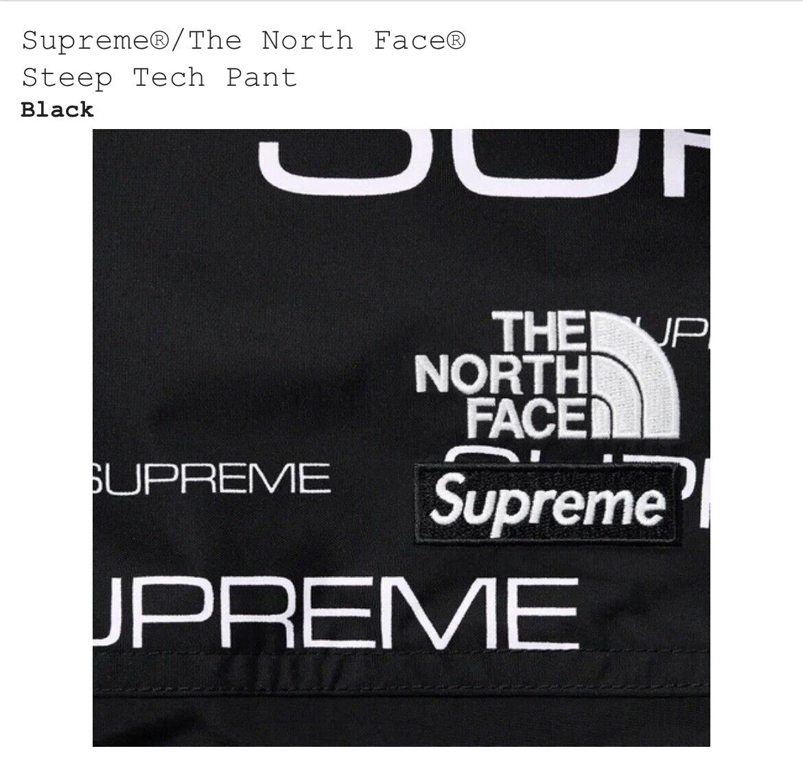 Brand New Supreme x The North Face Steep Tech Pant FW21 - BLACK - Size Small