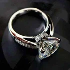 3 CT Round Cut Moissanite Solitaire Women Engagement Ring 14k White Gold Plated