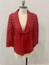 Layfayette 148 Sz 6 Red Leather Coat With Pleats