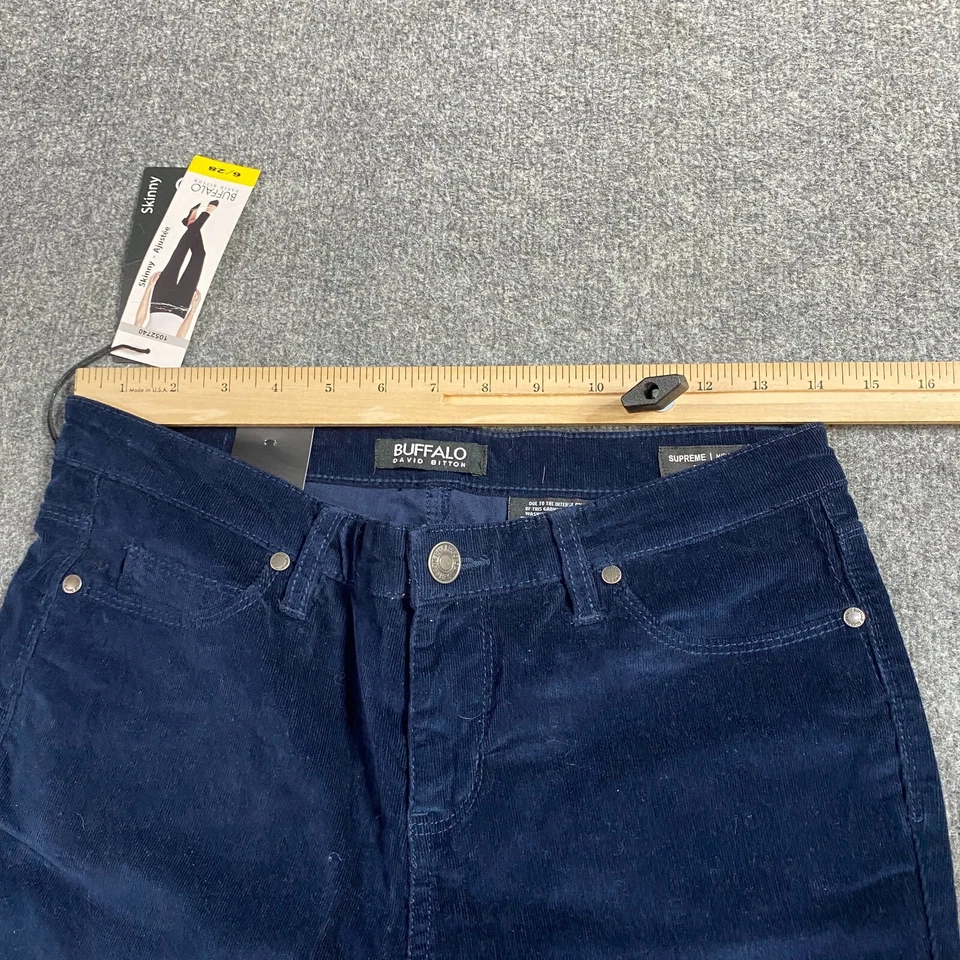 Pantalones de pana Buffalo para mujer 6/28 azul tiro medio ajustados algodón spandex NUEVO Foto 4 de 4