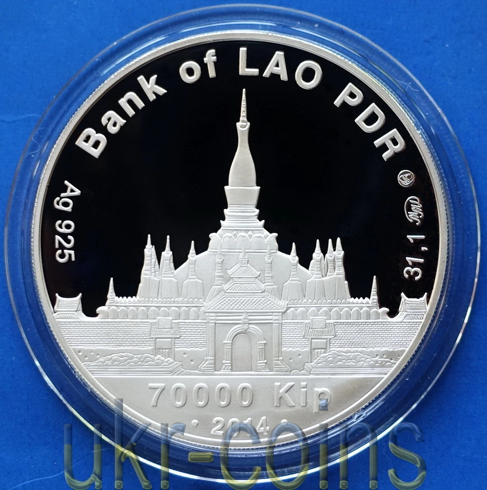 Moneda de plata 2014 Butterfly Laos 1 OZ holograma vida silvestre WWF fauna libro rojo prueba Foto 3 de 4