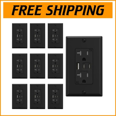 High-Efficiency USB Outlets with Tamper Protection - 10 Pack for Safe Family Use