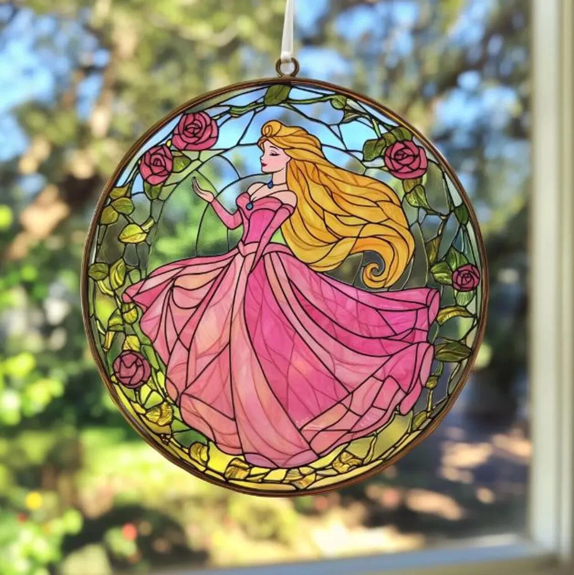 Disney Princess Aurora Stained Glass Suncatcher  Pretty Princess Suncatcher