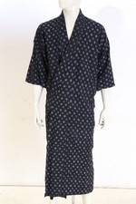 Vtg Japanese Men's Kasuri Indigo Cotton Kimono Nagajuban Boro Patchwork 120cm