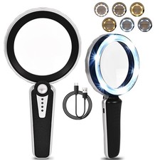 45X Magnifying Glass with Light, 1200mAh USB Rechargeable, 6 Lighted Modes, L...
