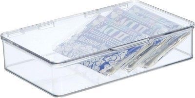 mDesign Plastic Household Stackable Storage Organizer 7.1 x 10.7 x 2.3, Clear 