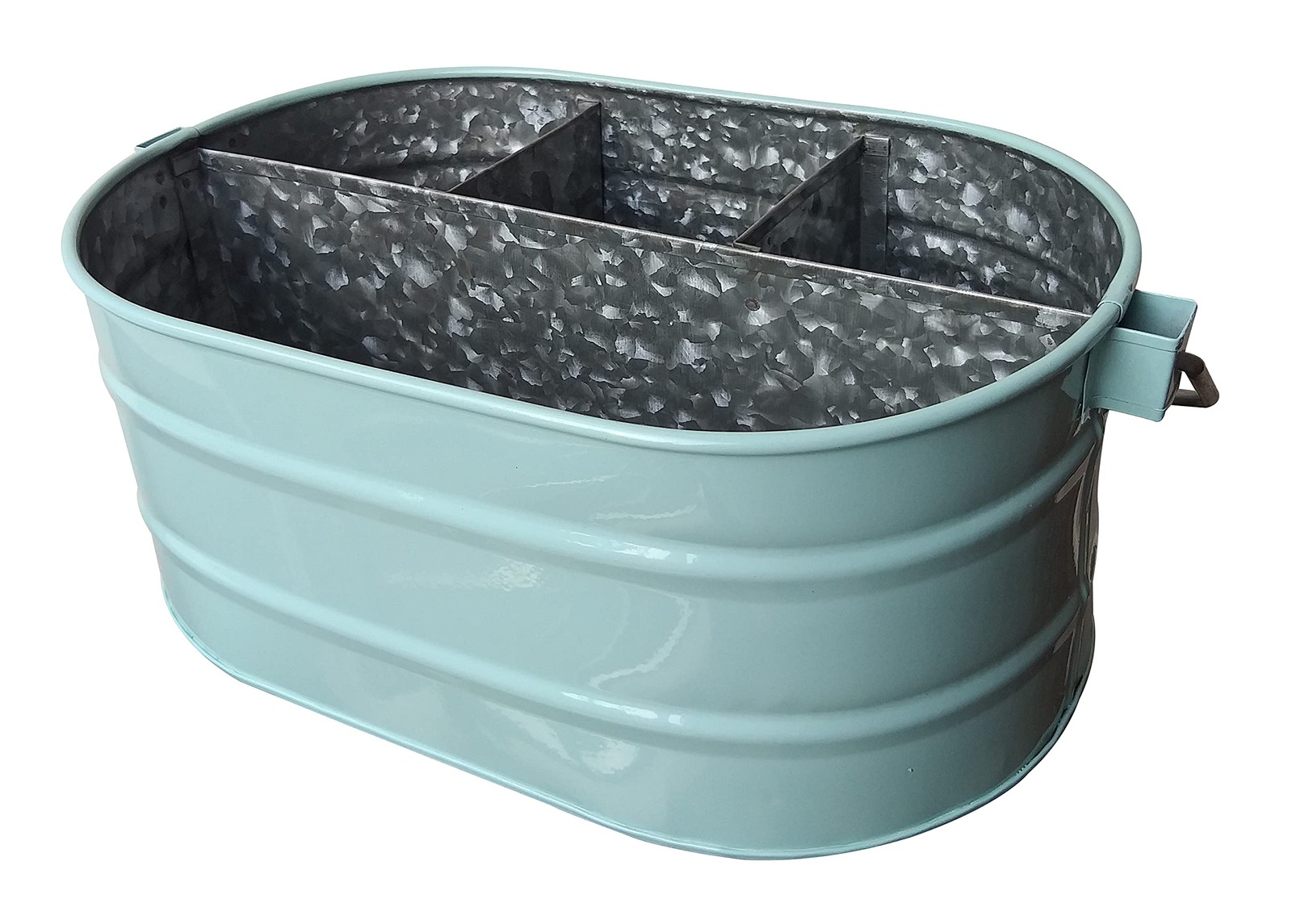 Galvanized Metal Caddy with 4 Compartments, Rustic Farmhouse Kitchen Indoor O...