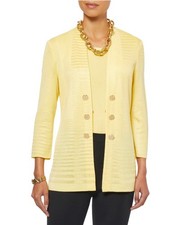 Misook Matte And Shine Knit Jacket With Decorative Gold Buttons Retail 408