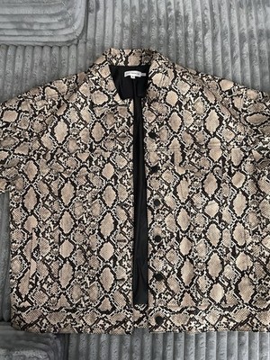 Good American Handmade Animal Print Short Jacket Button Neutral Snake Size 2-4