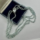 Aquamarine 9.5 Carat Topaz Pearl Multi Strand Necklace 14 Karat White Gold 16" — photo 10