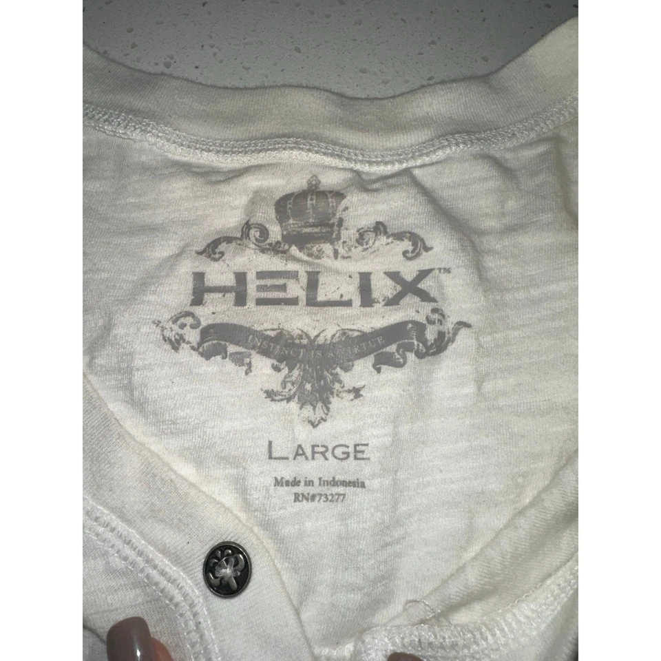 Vintage Helix Masculino Henley Button White Strength Honor Y2K Grunge Goth Street G - Imagem 2 de 4