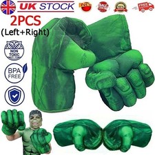 Kids Green Superhero Gloves Cosplay Costume Smash Hands Soft Hulk Plush Fists UK