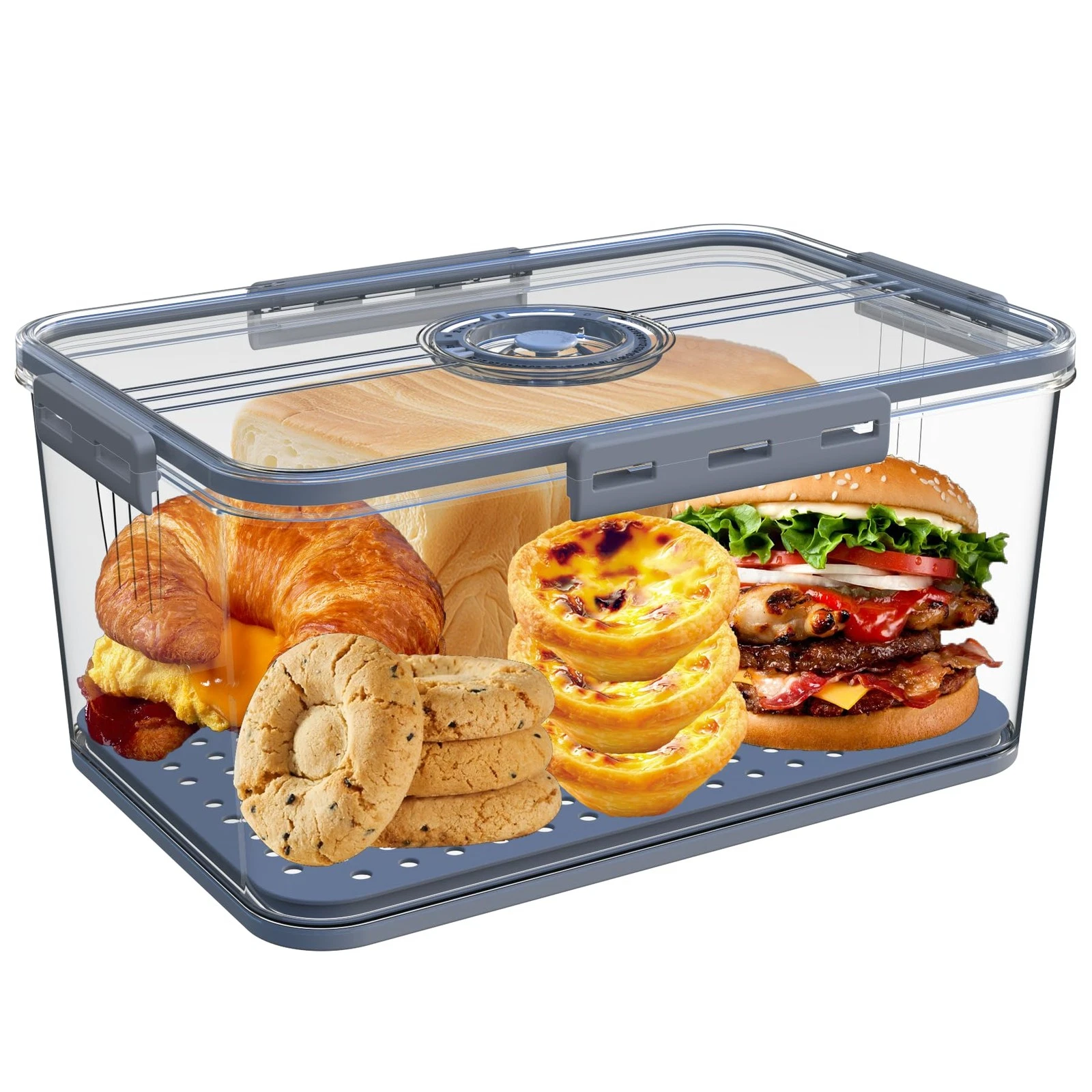 Bread Bread Boxes with Lid for Kitchen Counter, Airtight Loaf Bread Storage C...