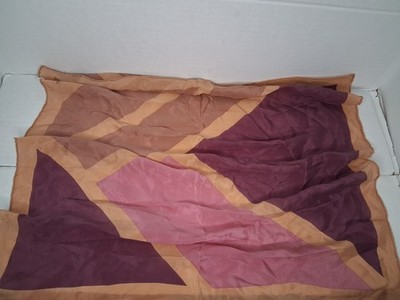 Vintage Echo 100% Silk Scarf Square Geometric Brown Mauve Tan 26  Square