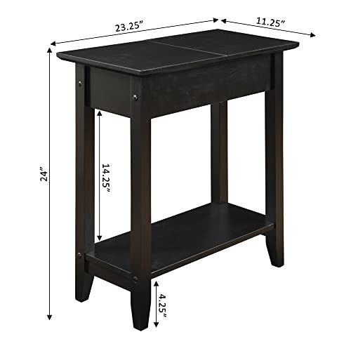 Convenience Concepts American Heritage Flip Top End Table, Black - Picture 3 of 6