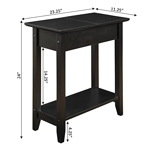 Convenience Concepts American Heritage Flip Top End Table, Black - Image 3 of 4