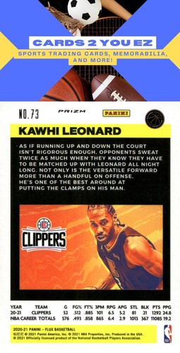 2020-21 Panini Flux #73 Kawhi Leonard Pulsar - Picture 2 of 2