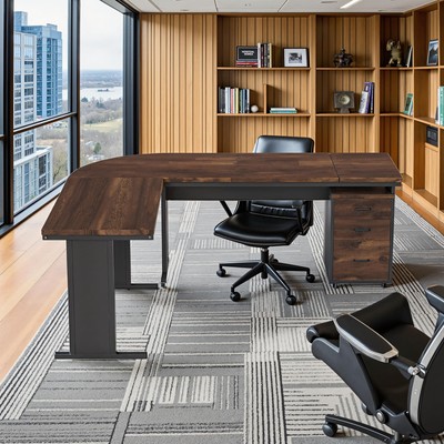 Office Desk Corner Desk Writing Desk Modern 83 Inch L Shaped Computer Desk wi...