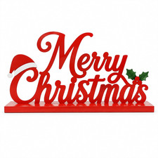 Merry Christmas Santa Hat Metal Sign Indoor Tabletop Decorations Xmas Gift