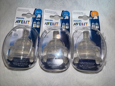 2 Pk of 2(4 Nipples) AVENT 3+ Medium Flow/AND 1 Pack(2ct)Fast Flow 6m+Anti Colic
