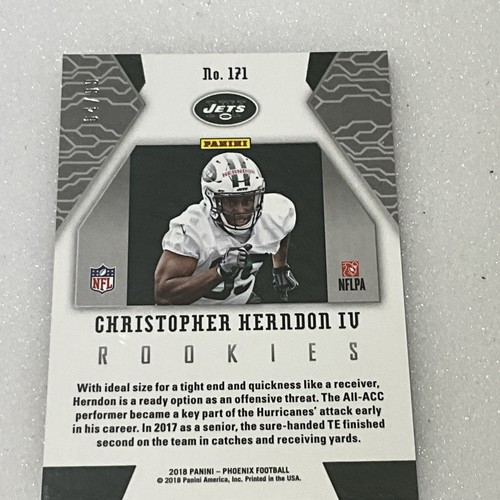 2018 Panini Phoenix Rookies Orange #171 Christopher Herndon IV 64/99 QUASI NUOVO OMAGGIO SH - Foto 2 di 3