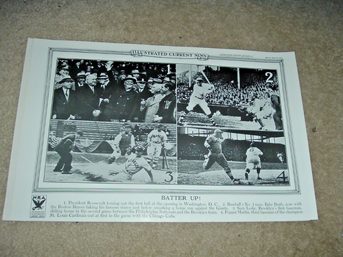1935 Illustrated Current News President Roosevelt Babe Ruth Boston ...