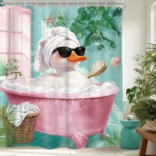 Funny Goose Shower Curtain Cute Fun White Animal 60Wx72H Inch Decor