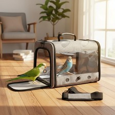 Portable Breathable Bird Carrier with Stand Perch - Ideal for Hiking and Travel