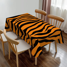 Tiger Print Rectangle Tablecloth African Animal Tiger Skin Orange Black Stripe T
